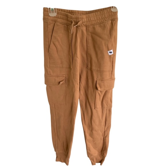 Abercrombie Kids Jogger Sweatpants 9 / 10 Brown Drawstring Cargo Sweats - Picture 1 of 5